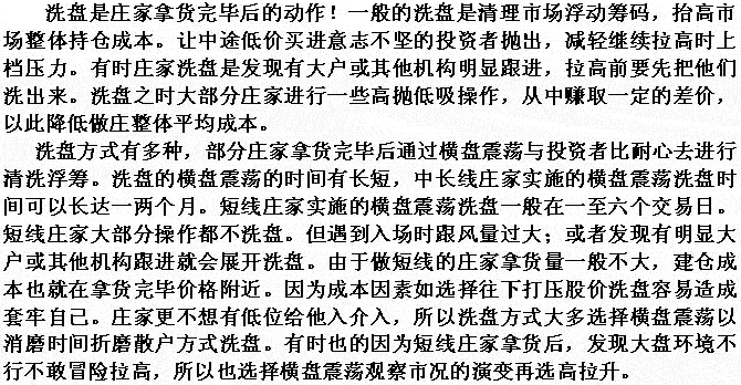 庄家横盘震荡洗盘特征