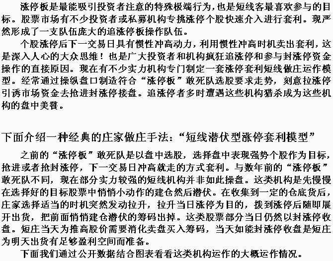 庄家短线潜伏型涨停套利